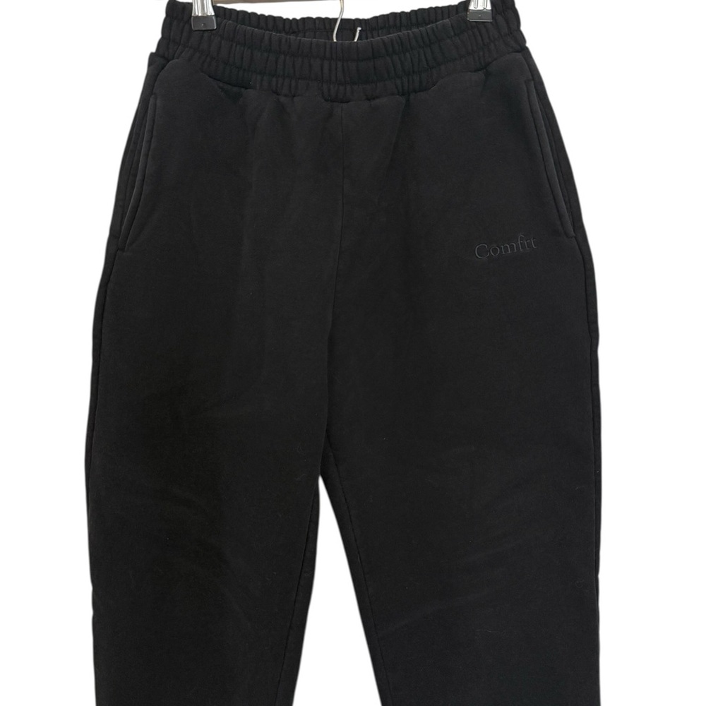 Comfrt Signature Sweatpants Small Onyx Black Joggers Cuffed Weighted Fleece.